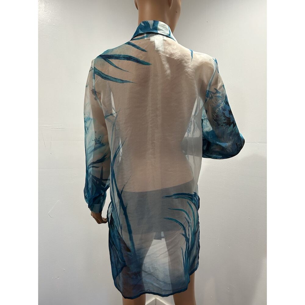 Diane gilman silk blouse small Sheer Organza Floral - Picture 4 of 9